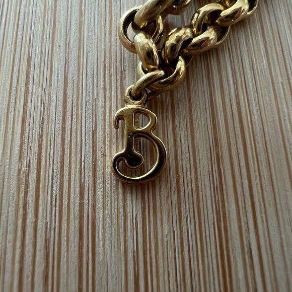 Vintage Burberry Necklace Pendant Pearl Enhancer with Chain Green Enamel Gold - Picture 5 of 13